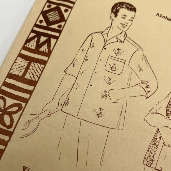 Polynesian Pattern 129 Men’s Hawaiian Shirt Small Chest 34-36 Tiki Rockabilly - Picture 2 of 4